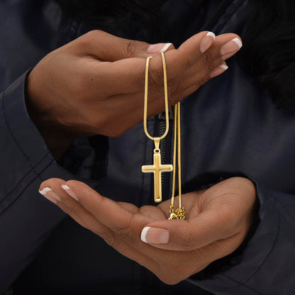 To My Grandson - Graduation Special Occasion Gold Cross Necklace  With Heartfelt Message Card